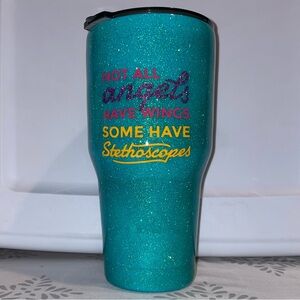 Teal Glitter Tumbler with Colorful Quote